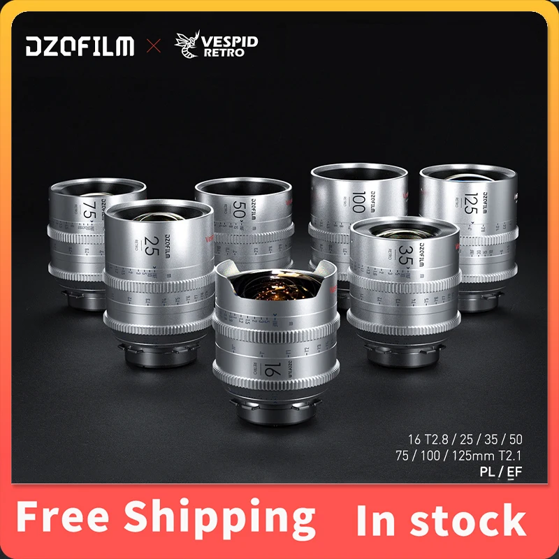 DZOFILM Vespid Retro Full-Frame Film 7-Lens Kit for Professional Film and Television Photography With PL/EF Mount