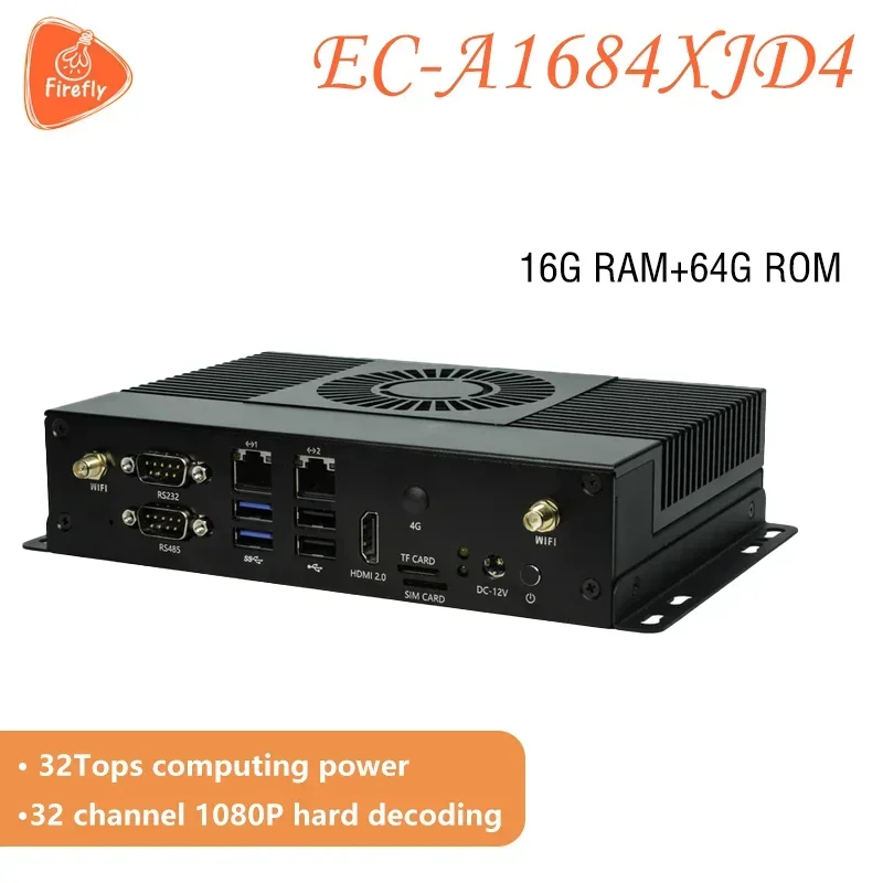 EC-A1684XJD4 32T High Computing Power AI Embedded Computer 8-Core BM1684X Open SDK Computing SOPHONNew