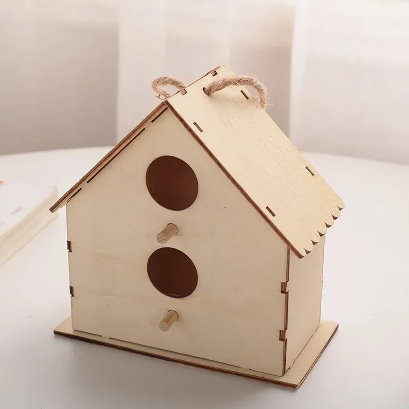 

Wooden Mini Bird Cage Outdoor Hanging Birdhouse Box Garden Cages Home Yard Decoration Products Wooden Bird Parrot Nest