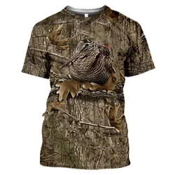 Summer Casual Men's T-shirt Fashion Outdoor Quick-drying Camouflage Hunting Beast Animal Wild Boar 3D Round Neck Short Sleeve