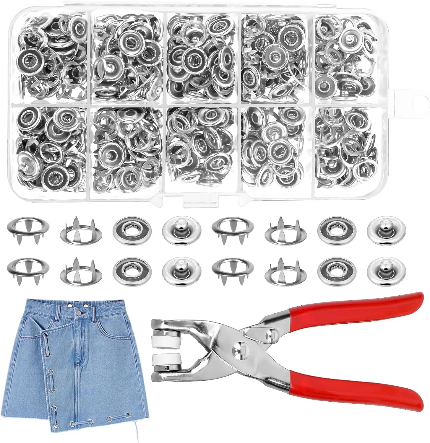 100 Sewing Metal Snap Button (with Snap Pliers) Presser Tool Kit, Great for DIY Crafts Garment Sewing