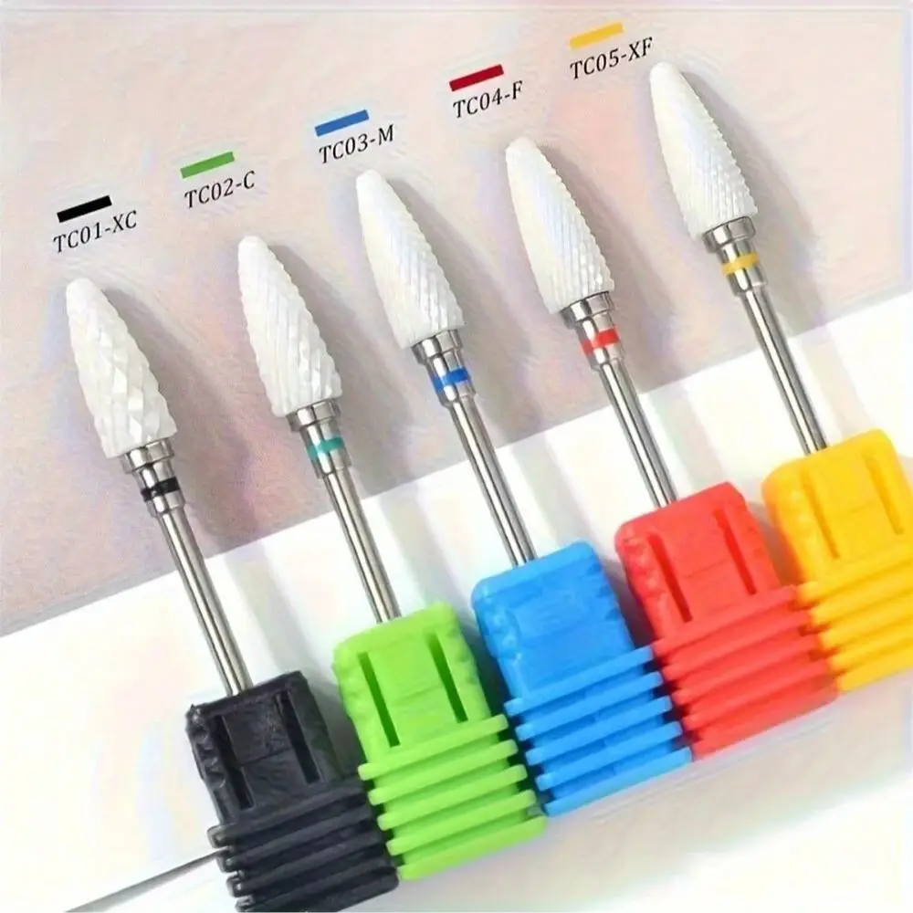 1 Or 5pcs/set Ceramic Nail Polishing Bits, Nail Drill Bits, Nail Polishing Cleaning Brush, Pedicure Remover For Acrylic Gel