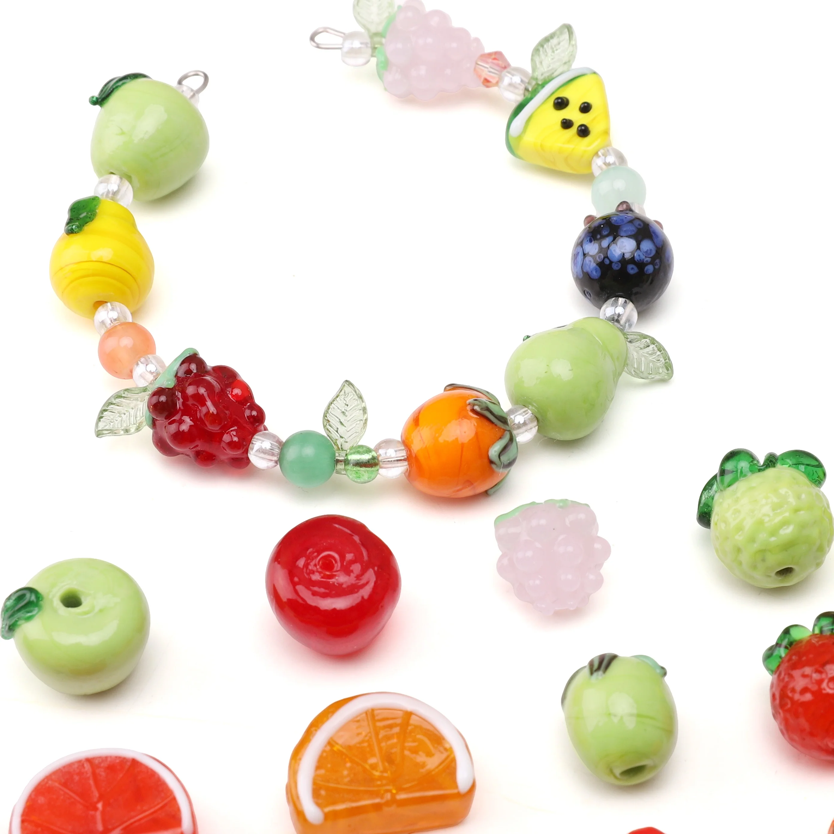 Fruit Beads Gass Beads Cute Loose Spacer Beading Lemon for Earring Keychains Charms Girls Gifts DIY Jewelry Making Accessories 2