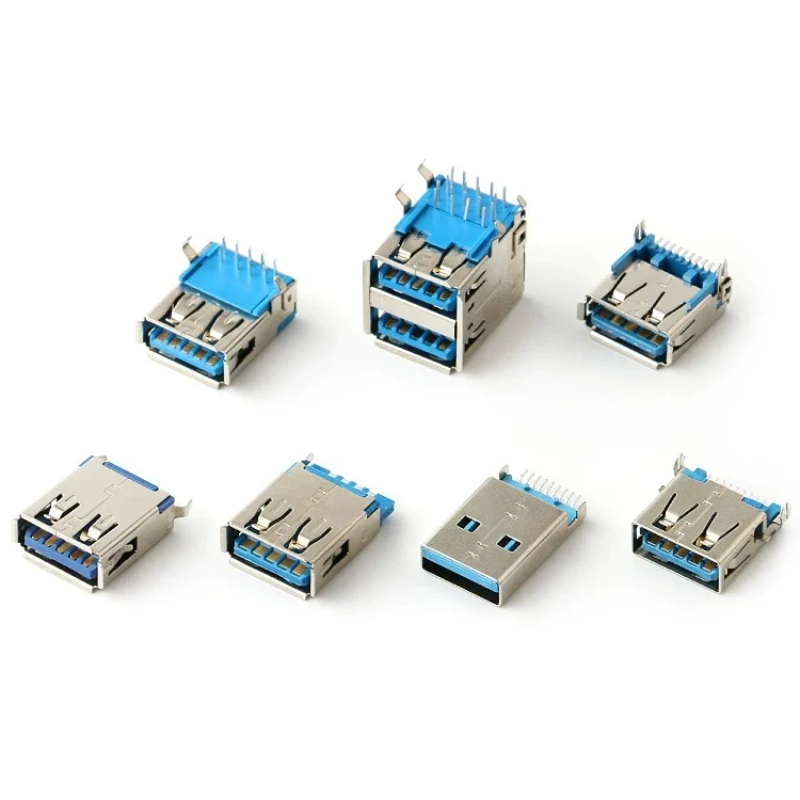 5PCS/lot  USB Connector 3.0 A-type Female Socket AF Type 90 Degree Side Plug 180 Degree USB 3.0 B-port Printer Data