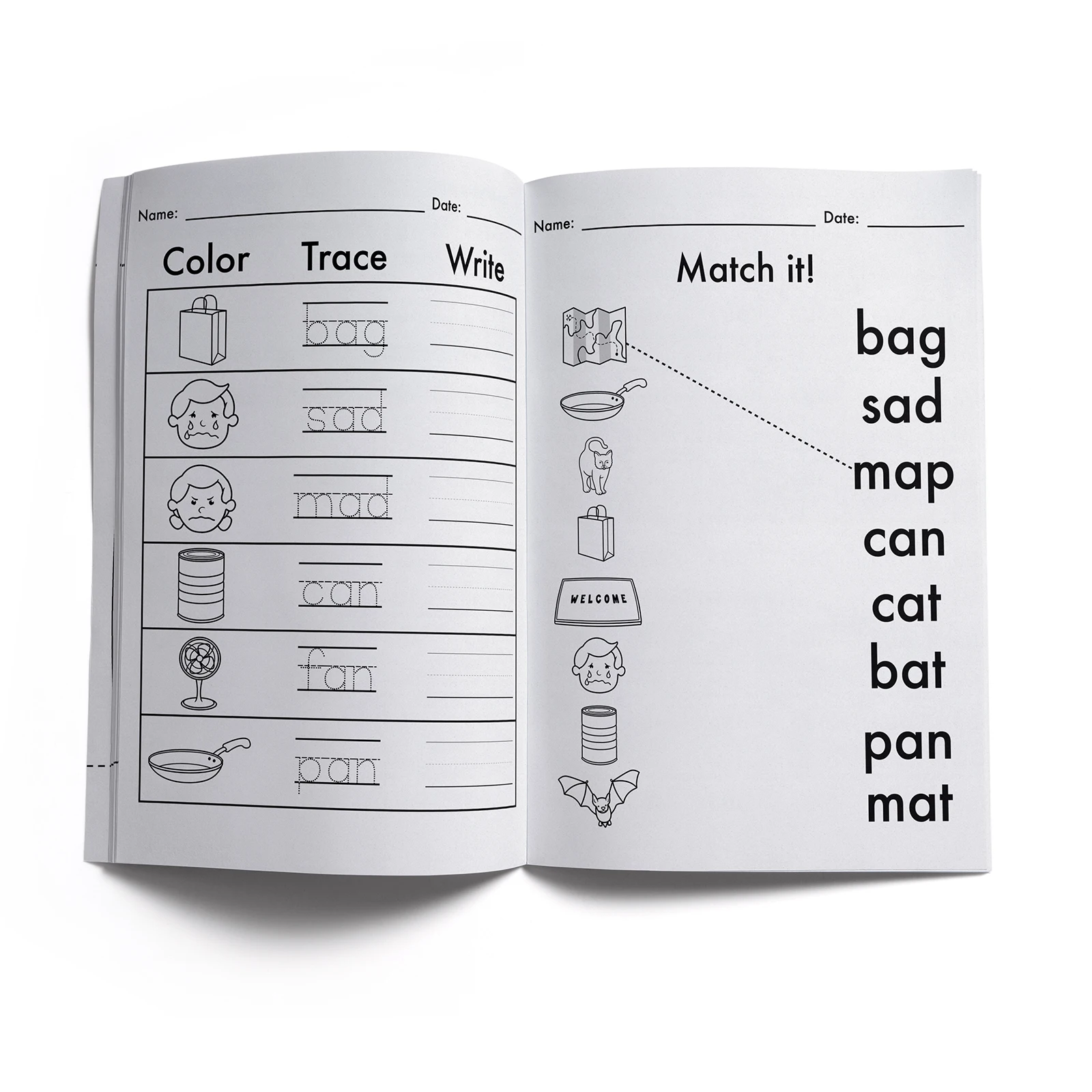 1pc Educational Activity Book Learn words for Children: lmprove Learning Ability with Letters