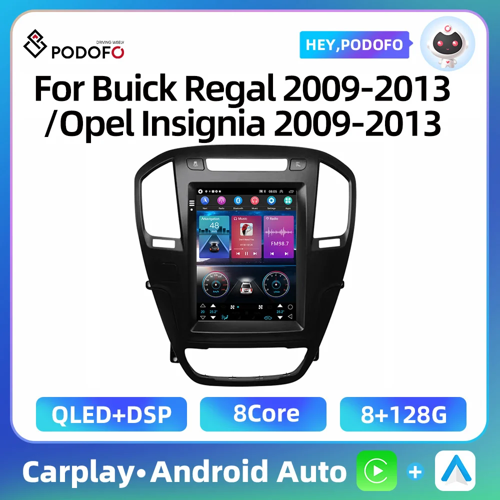 Podofo 9.7'' Android Car Radio For Buick Regal 2009-2013/Opel Insignia 2009-2013 Carplay Android Auto WIFI BT 2din Car Stereo