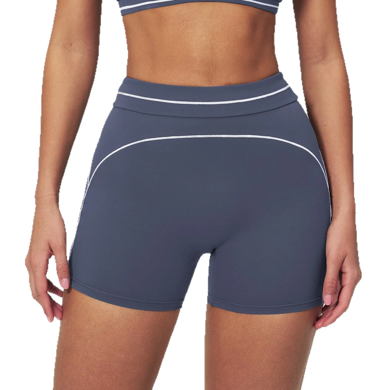 

Maxdutti High Waisted Sports Shorts Contrasting Colors Casual Yoga Shorts Outdoor Running And Fitness Shorts