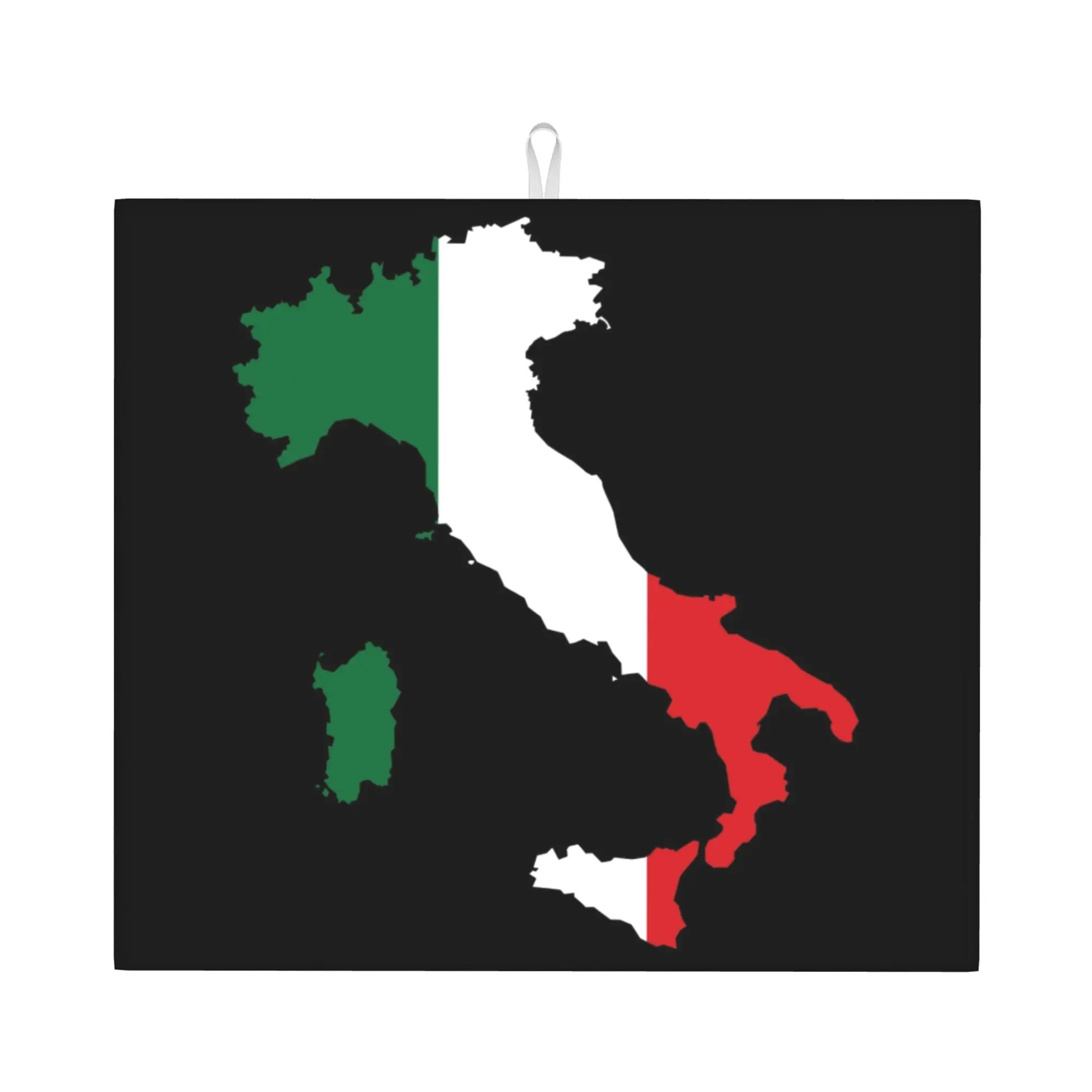 Drying Mat For Kitchen Italy Flag Italian Map Water Absorbent Waterproof Patriotic On Slip Kitchen Counter Protector Mat