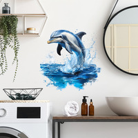 Creative Dolphins Wall Sticker Living Room Background Decor Mural Bathroom Bathtub Background Home Decoration Beautify Decals