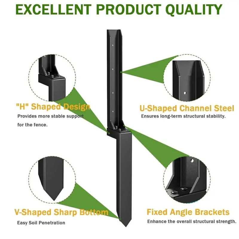 Rustproof For Fence Post Repair Kit, Heavy Duty Steel Anchor Stakes, Thickened Ground Spike For Fencing Posts