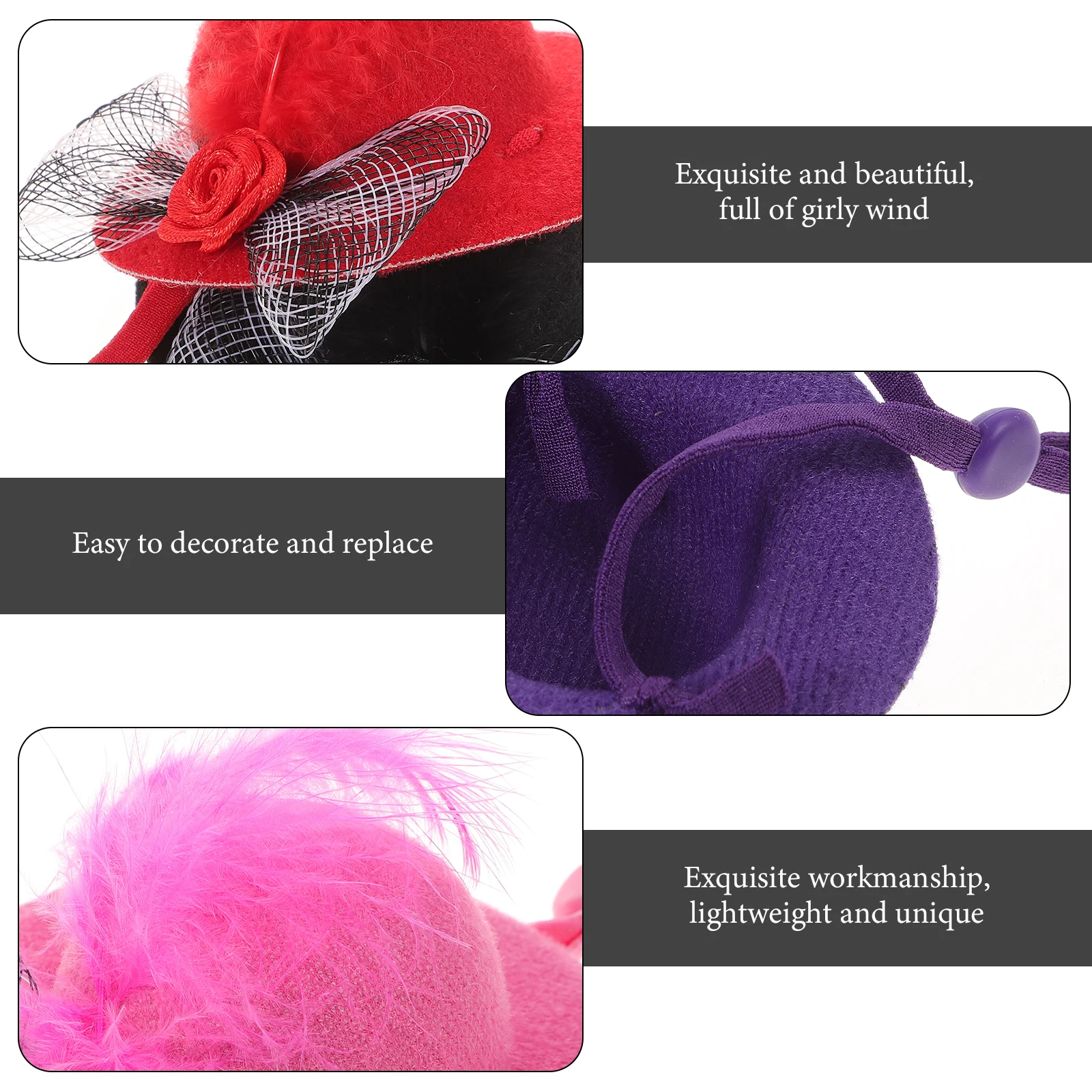 

6Pcs Tiny Hats Exquisite Accessories Handmade Crafts Miniature Hats for Tea