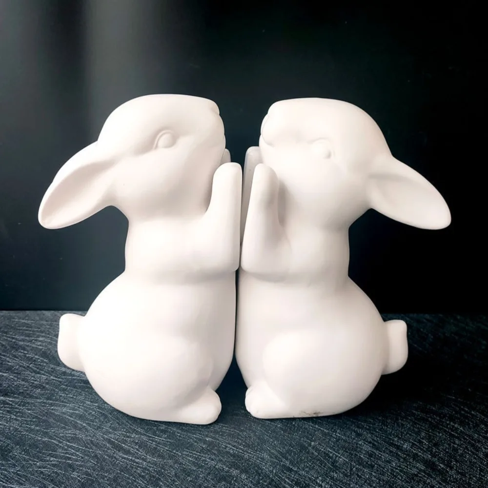 Cute Ceramic Rabbit Home Decor - Nordic Ins-Style Book Ends & Book Stands Fashionable Fresh Small Sculpture