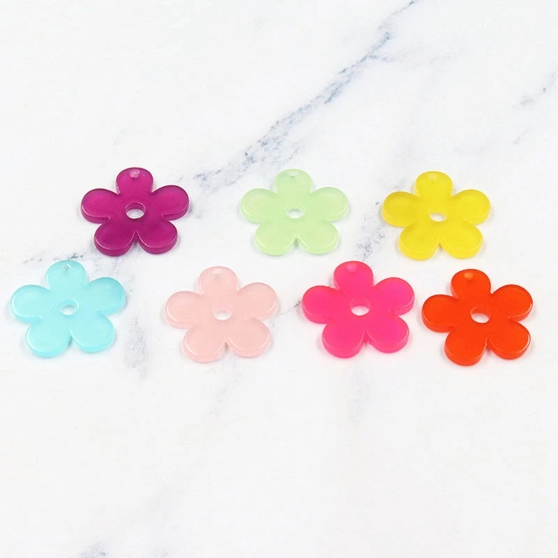 10Pcs Summer Acrylic Color Flower Hang Tags New Year Jewelry Making Tassels Sweet Pendants for Bracelet Keychain Crafts