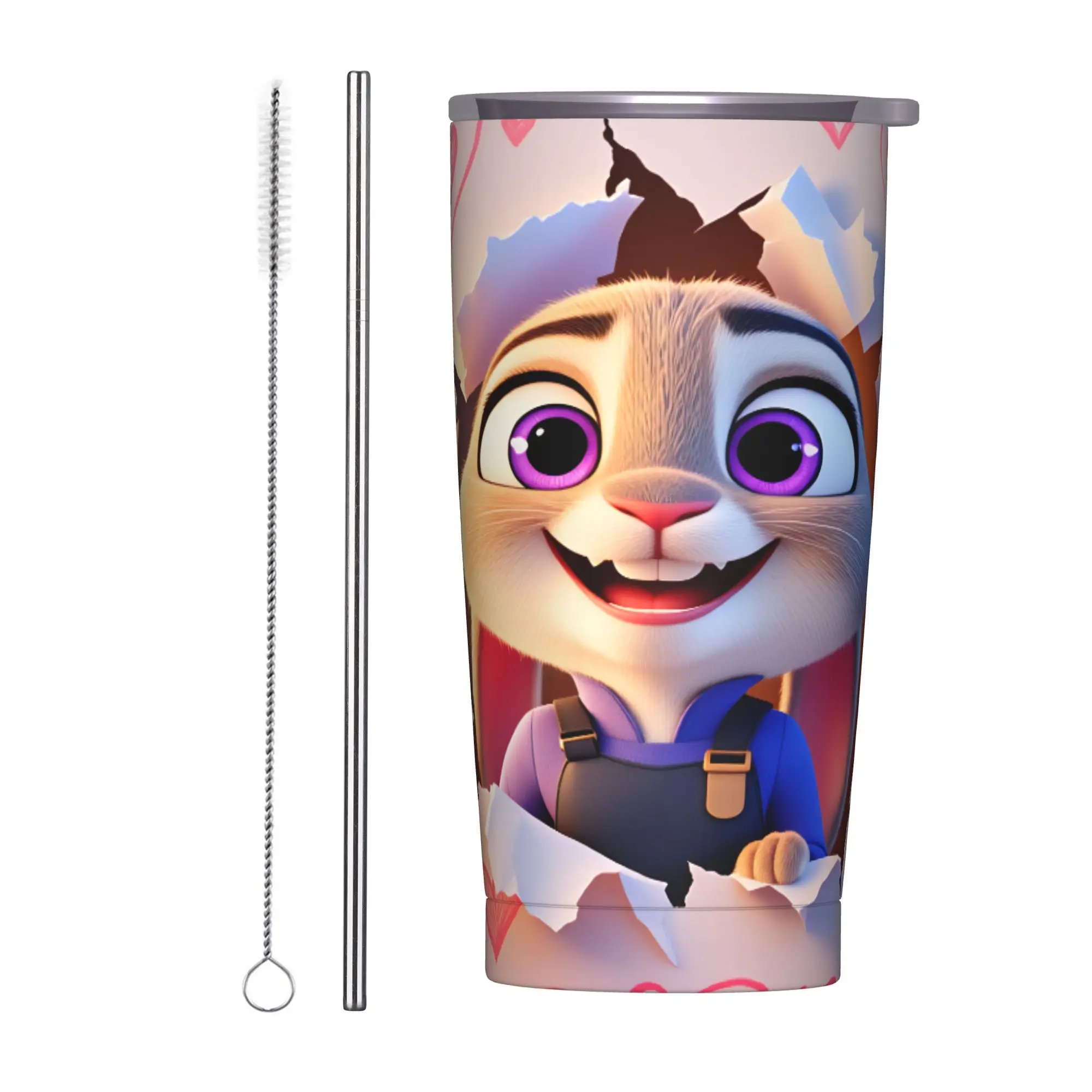 

Stainless Steel Tumbler Zootopia Judy Thermal Cups Heart Portable Hot Drinks Mugs Cup Travel Custom Water Bottle