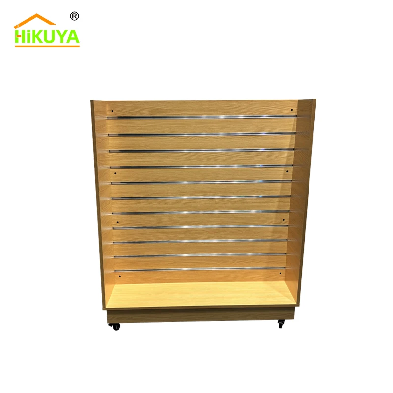 Custom.HIKUYA Factory Wholesale Slatwall Display Stand  Wood Retail Display Table for Jewelry Clothes Store