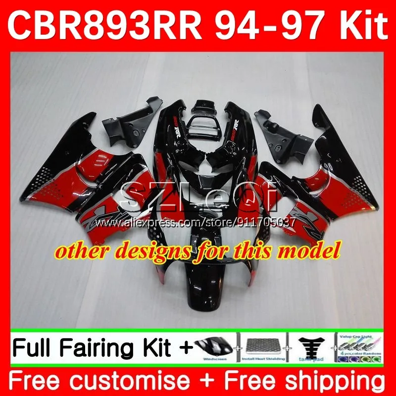 Body For HONDA CBR 893 893RR CBR900 CBR893 RR CC CBR893RR 94 95 96 97 45No.38 CBR900RR 1994 1995 1996 1997 Fairing Wine red