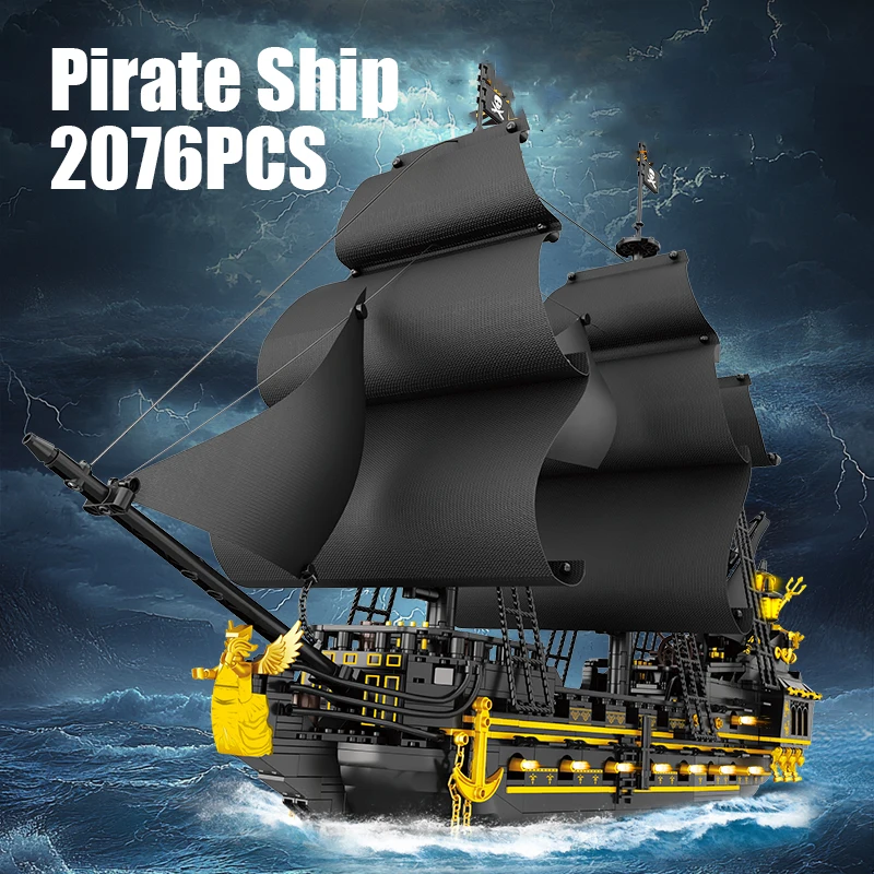 2076PCS Pirate Ship Building Bricks Assembly MOC Blocks Toys Boat Model Creative Ornament Collection Educational Toys For Gifts