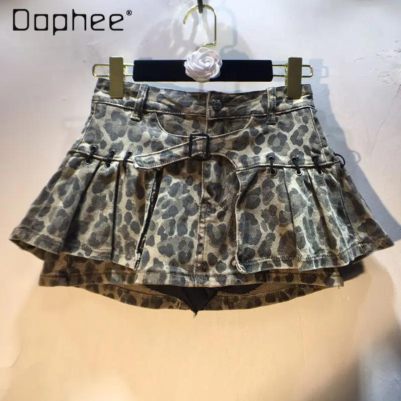 

European Station 2026 Spring Summer New High-Waisted Slimming Fashion A-Line Pleated Denim Skirt Short Skirt