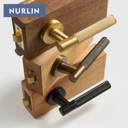Nurlin Serratura in ottone standard americano Maniglia per serratura per porta zigrinata a croce Passaggio Privacy Interno Serratura da infilare Leva fittizia