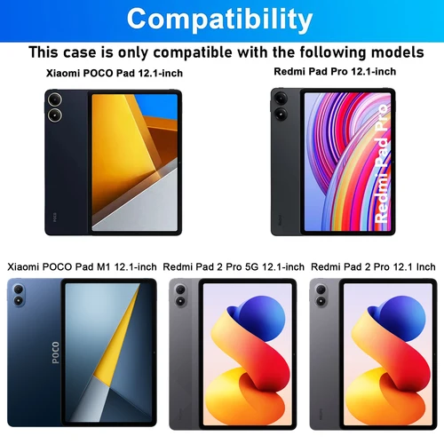 Imagen 2 del producto Para Xiaomi Redmi Pad 2 Pro funda de 12,1 pulgadas, funda de teclado para Xiaomi POCO Pad M1 funda para tableta de 12,1 pulgadas con portalápices