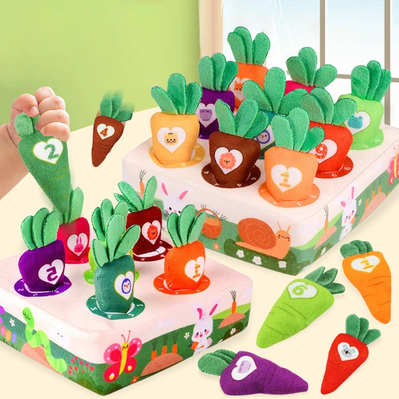 Baby Carrot Harvest Game Montessori Toy Pull Turnip Toddler Motor Skills Training Tissue Box Toys For Children