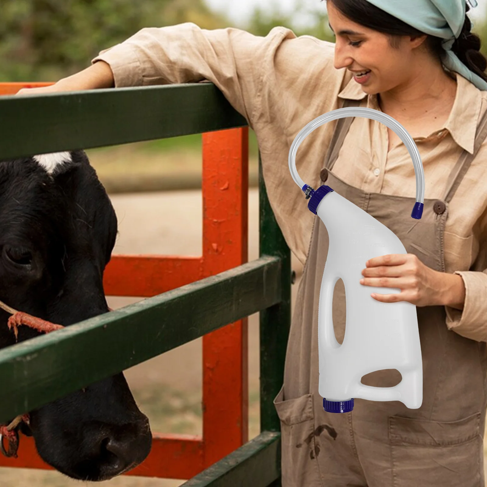 1 مجموعة العجل أنبوب المغذية زجاجة سعة كبيرة دائم التمريض تغذية جهاز سهلة نظيفة Colostrum المغذية لحديثي الولادة العجول الحملان