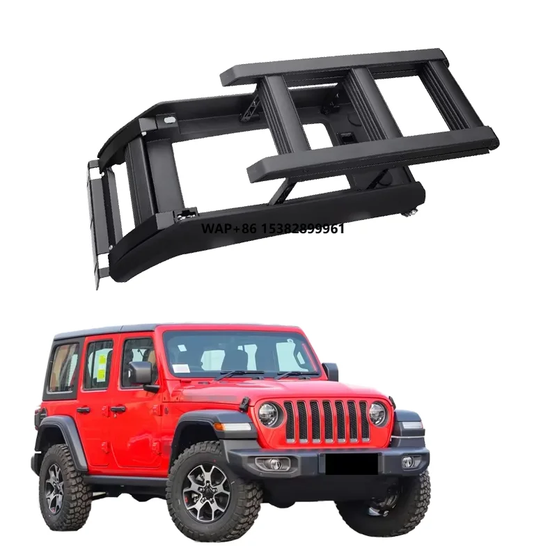 

YESORGO Aluminum Alloy Telescopic Black Side Ladder Tailladder Roof Top Luggage Rack 100kg CapacityWrangler JL JK