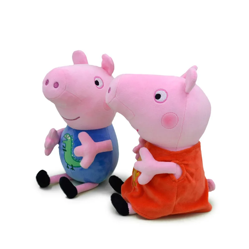 Pepa Pig Embroidery Style Cute Plush Toys, George Animal Doll, Holiday Party Decoration, Children Christmas Gift, Original, 19cm