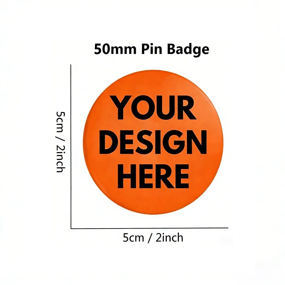 Custom Pin 50mm Personalized Tin Badge Customizable Motif Text Rigid For Easter Gift Craft Pouch Beret Embellishment Wholesale