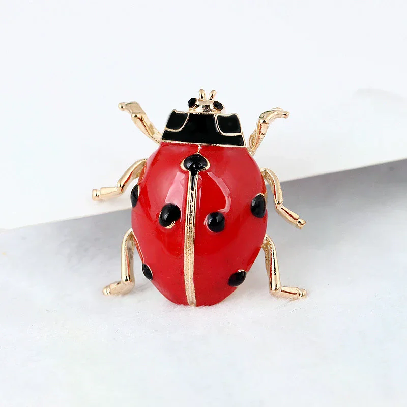 الأزياء المينا الأحمر الخنفساء الحشرات دبابيس خنفساء دبوس وشاح الصدار المجوهرات هدية