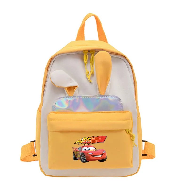 Disney Pixar Cars Lightning McQueen Rabbit Ears Backpack for Girls Boys Kindergarten Cute Kids Book School Bags Student Travel