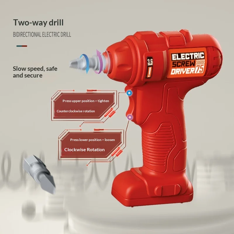 전동 드릴과 톱 도구 세트, 드라이버 포함, 소년들을 위한 역할 놀이 학습용 토이 키트