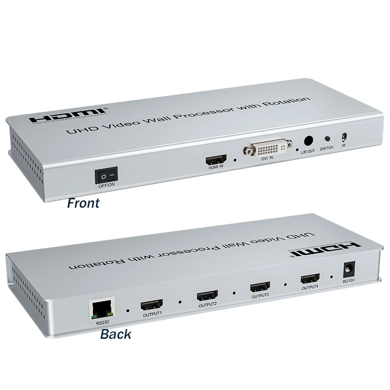 وحدة تحكم حائط الفيديو 4K HDMI 2X2 2X1 3X1 4X1 شاشة عمودية 90 °   180 °   270 °   معالج حائط للتلفزيون يدور لـ 9 شاشات ربط للتلفاز