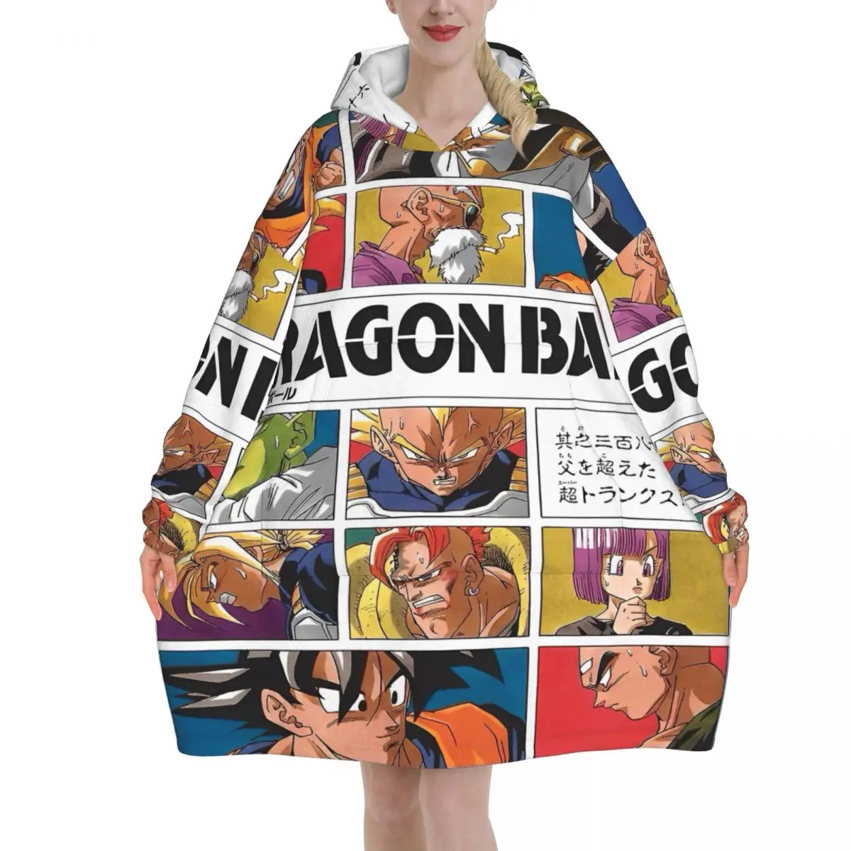 

Dragon Ball DragonBall Anime Blanket Hoodie Wearable Blanket Large with Pocket Warm Sleeping Bag Soft Cozy Onesie