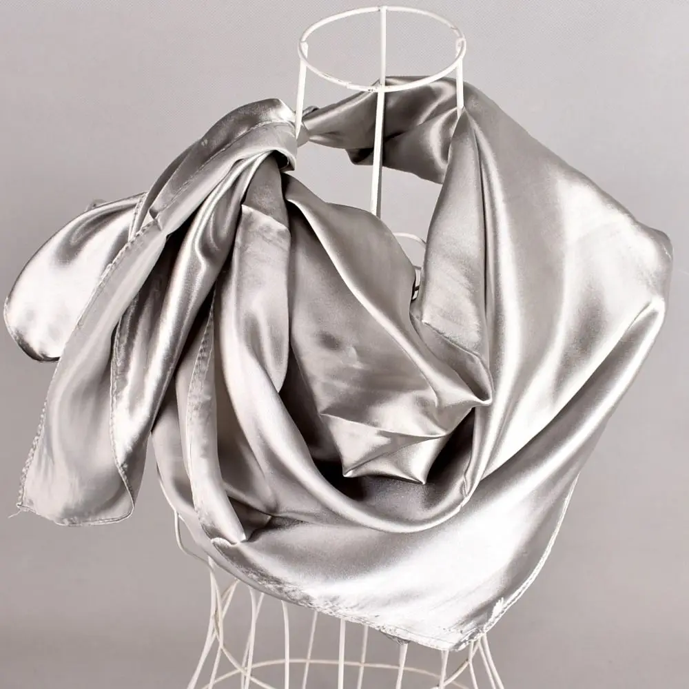 女性用スクエアサテンスカーフ,だぶだぶ,シルクスカーフ,バンダナ,化学療法キャップ,帽子,ネッカチーフ,ヒジャーブ,90x90cm