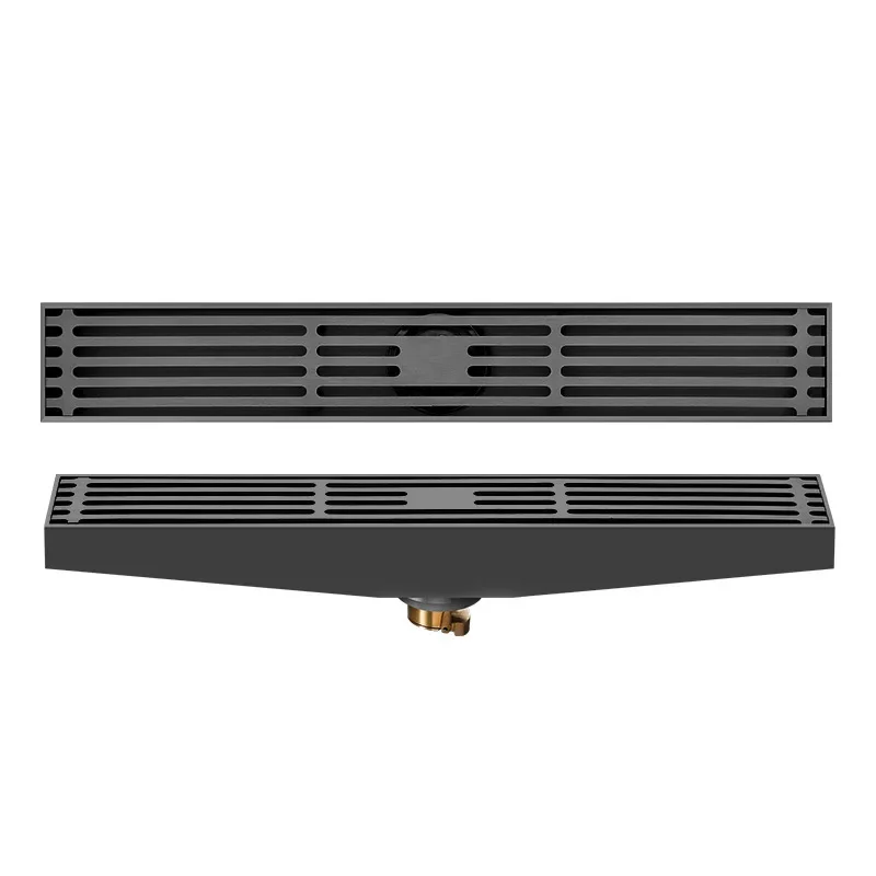 

Wide and narrow strip 304 stainless steel gun ash linear long floor drain slope drainage with brass deodorant sewer