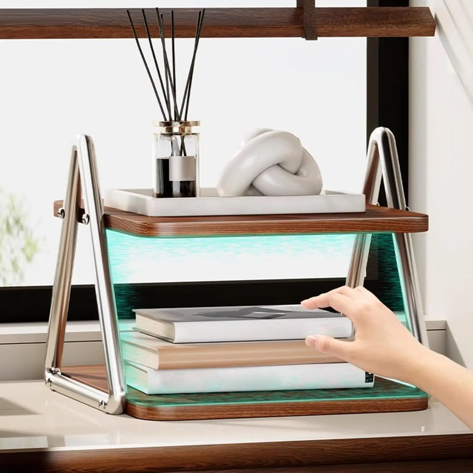 Desktop Organizer Rack Stationery Organization Bookshelf Makeup Organizer for Workspace Tabletop Bedroom Commercial School