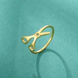 Skyrim Hairstyle Scissors Ring for Women Stainless Steel Gold Color Finger Rings Jewelry Birthday Valentine Gift for Hairdresser