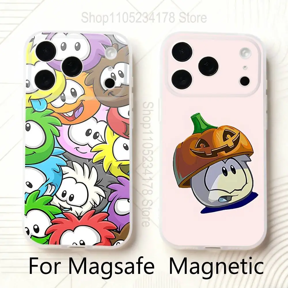 

Game Club Penguin For iPhone 11,12,13,14,15,17,16,Pro,Plus,E,Max,Air,Mini Clear Magnetic Frosted Cover