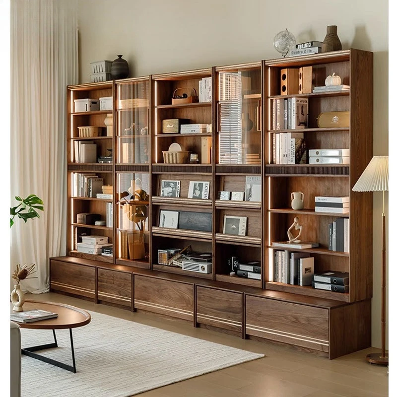 

Cabinet glass dustproof floor-to-ceiling all solid wood display cabinet storage living room original