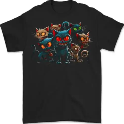 Evil Cat Gang Demonic Mens T-Shirt 100% Cotton