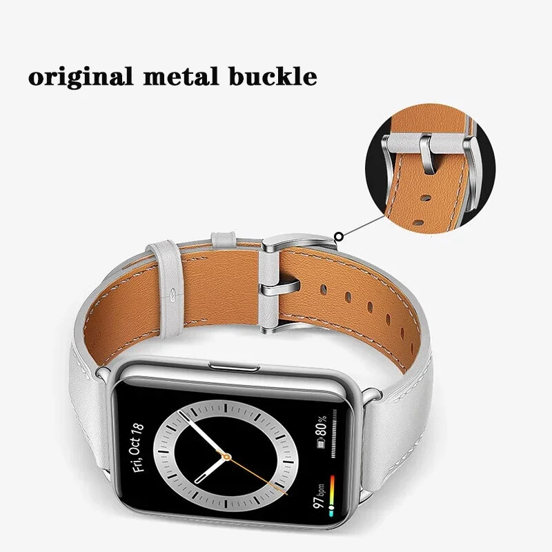 Strap For Huawei Watch Fit 2 Smartwatch Band Replacement Wristband retro Genuine Leather Bracelet correa Huawei Fit2 Accessories image 3