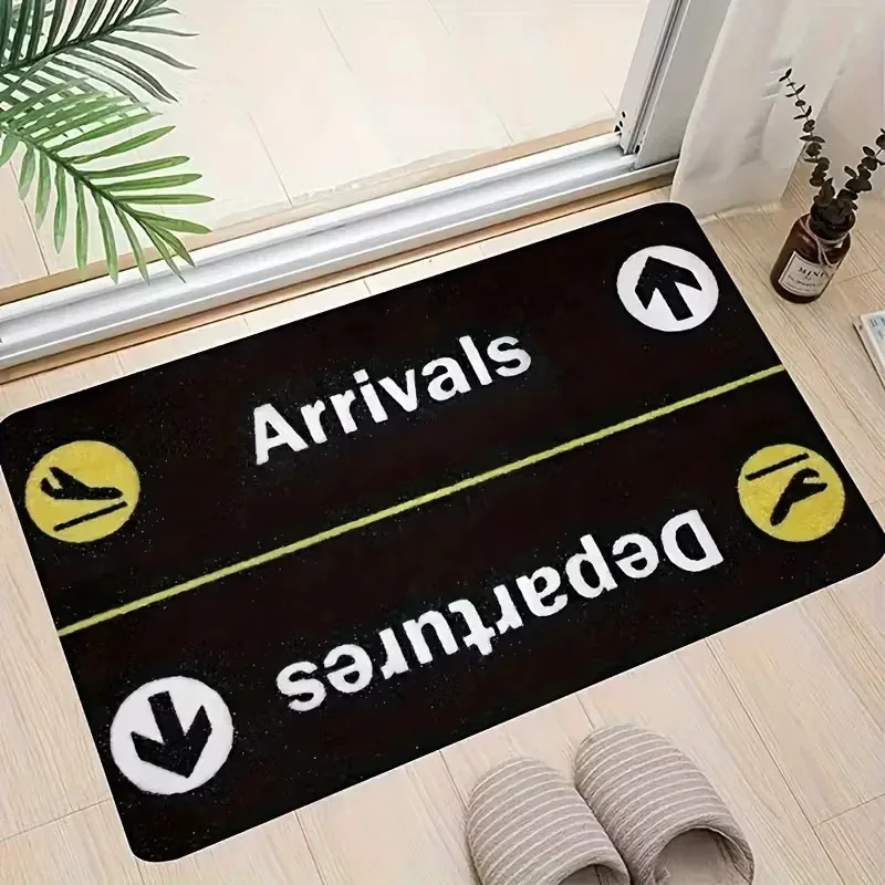 Bild 3: VIKAMA Flughafen-Willkommensmatte, Willkommensmatte mit Flugplanmuster, rutschfester Teppich, lustiges Geschenk für Reise- und Luftfahrt-Enthusiasten