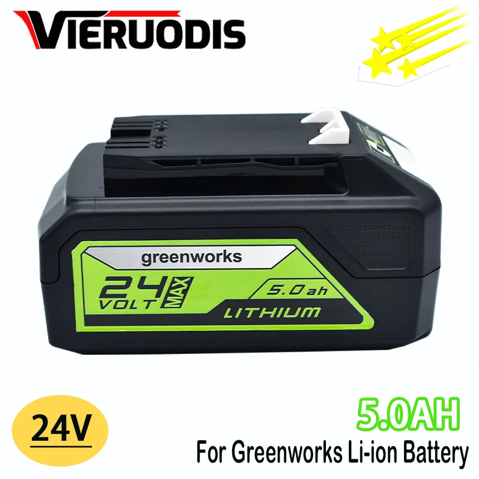 For Greenworks 24V 5.0Ah Lithium-ion Replacement Battery G24B2  ALL devices of 24V tools 29842 29852 BAG708 29322 21342