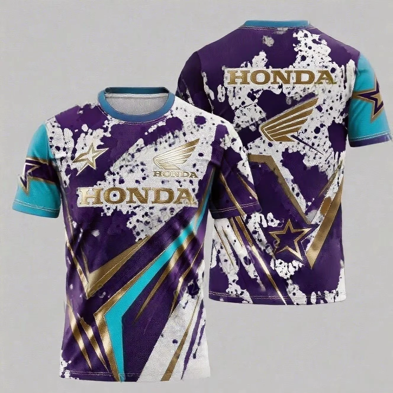 オートバイ乗馬スプラッシュインク印刷速乾性通気性半袖男性と女性ホンダ乗馬カジュアル Tシャツトップス