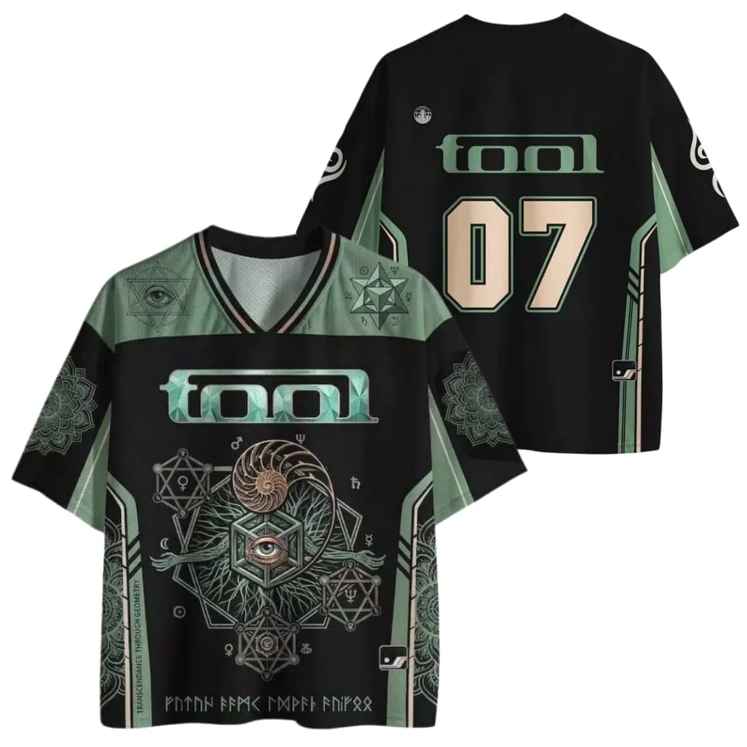 Tool Band 3D Print Jersey T-Shirt Men Women Vintage Occult Geometry VNeck Streetwear Short Sleeve Casual Loose Oversized Tee Top