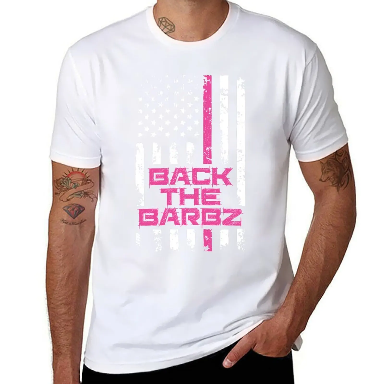 

Back The Barbz Pink Flag Retro Deisgn T-Shirt t shirts for man cotton t shirts for man pack cotton T-Shirt