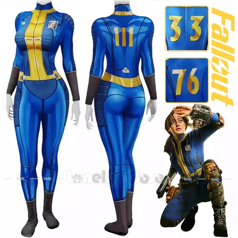 Game Fall Cos Out Lucy Maximus The Ghoul Cosplay Jumpsuit Vault 33 Cosplay Costume Lucy MacLean Belt Armor Uniform Halloween