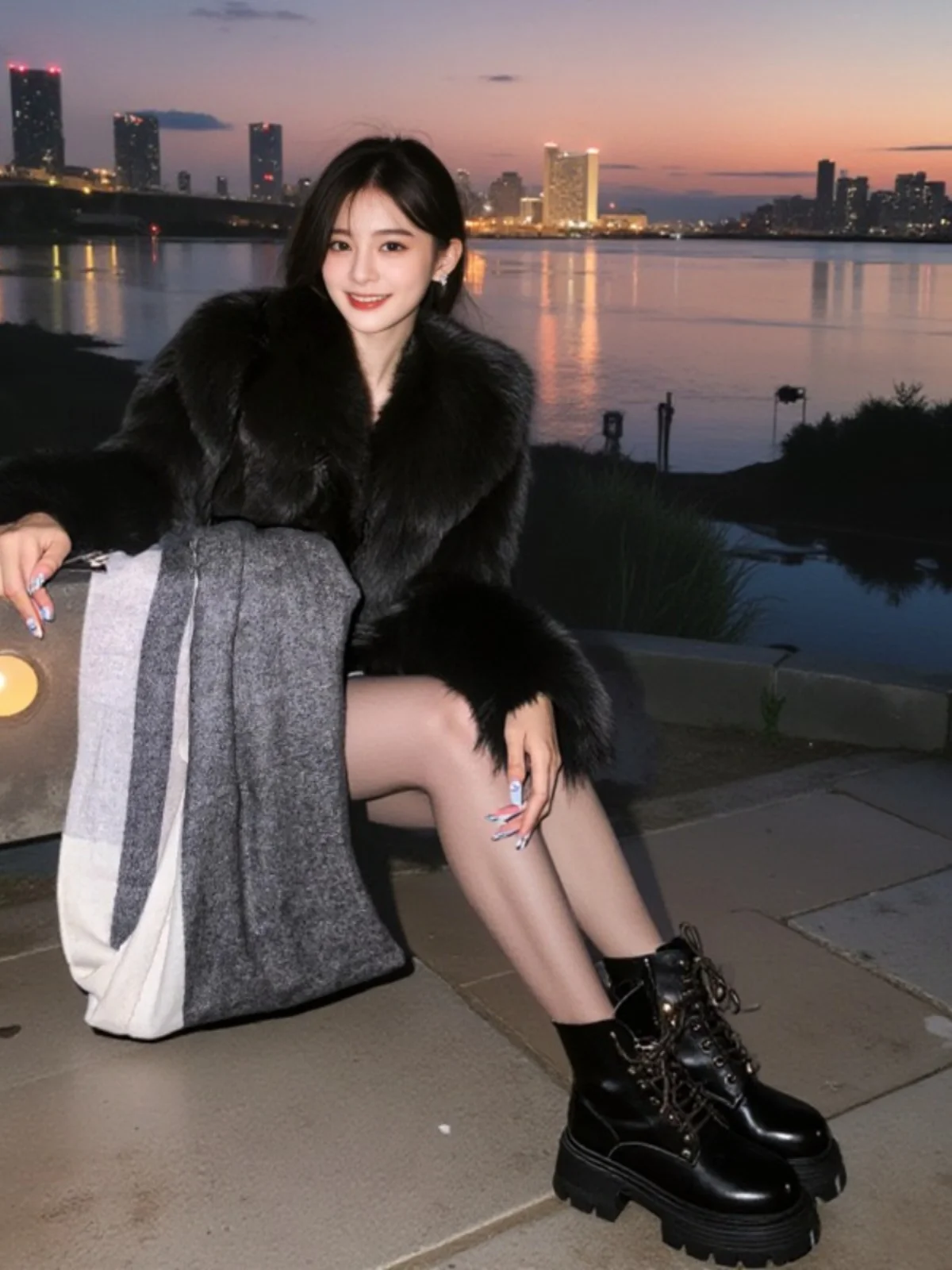 Jaet Bla Ele – manteau Long en fourrure écologique pour femme, vêtement d'extérieur, nouvelle collection printemps 2025, Faion Premium Quali