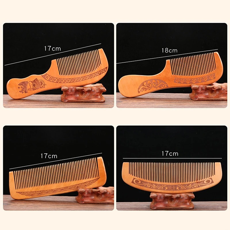 Natural Peach Wood Comb Close Teeth Anti-Static Head Massage Beard Hair Care Tool Beauty Accessories Barber Women'S Hairdres